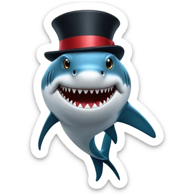 Shark with a top hat sticker