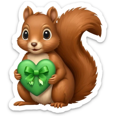 Squirrel in a heart with a green ribbon sticker
