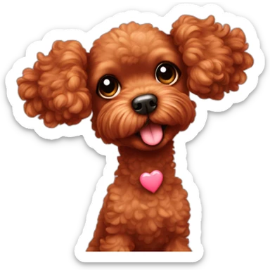 Red toy poodle sending kisses sticker