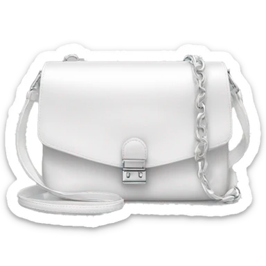 all white silky shoulder bag, with white strap sticker