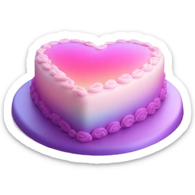 Iridescent gradient hue heart shaped cake with piping sticker