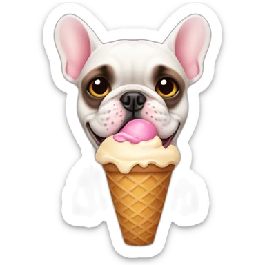 French bulldog with ice cream sticker