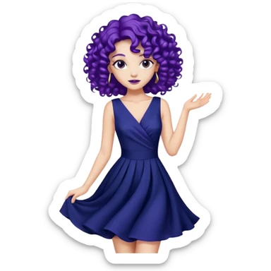 Fashion Model with Purple Curls, navy dress sticker