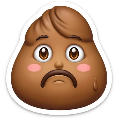 Sad emoji with its fat poop sadly drooping  sticker