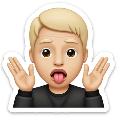 tongue sticking out emoji with rock and roll hands on each side of face sticker