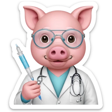 Pig doctor with mask and syringe.














 sticker