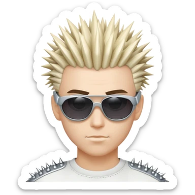 cyber y2k guy with futuristic sunglasses and spiky hair sticker