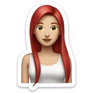 woman with long straight ruby hair and white skin sticker