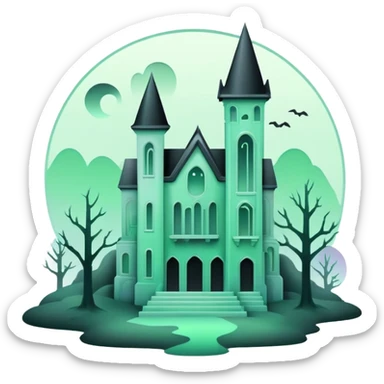 Ghostly Pastel Black Green White Spectral Gloomy Dusky Dystopian Apocalyptic Aesthetic Scenery Deco sticker
