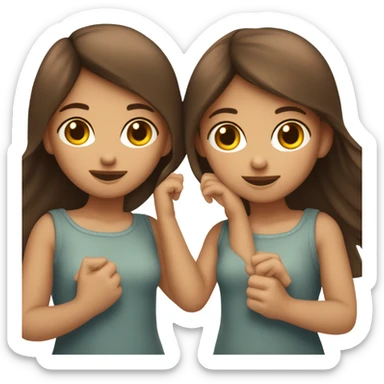 2 filles aux cheveux bruns faisant ensemble un coeur avec leurs mains sticker