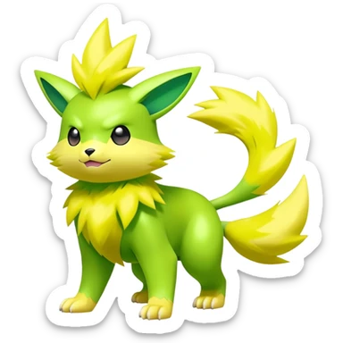  Electrike with green and yellow fur, electric type Pokémon (full body) sticker