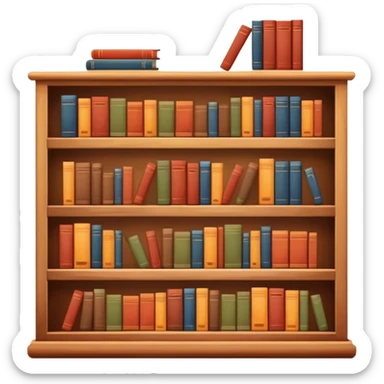 aesthetic wooden bookshelf filled with books sticker