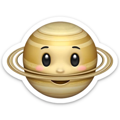 Saturn planet with rings and a cute smiling face sticker