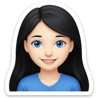 fille cheveux long et noir, yeux bleu sticker