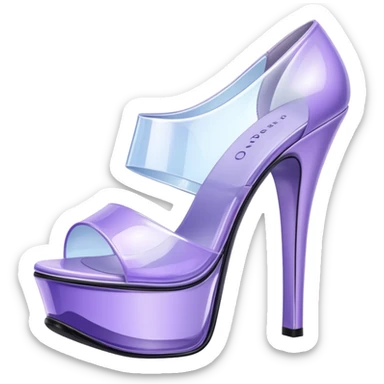 ultra realistic pair of platform open toe lavender glass heels sticker