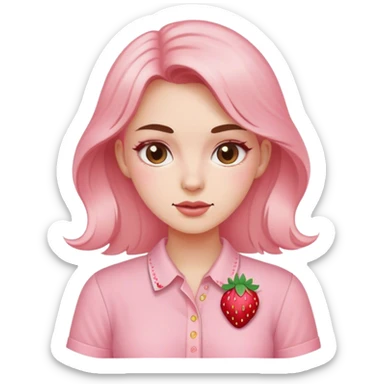 pastel pink women's shirt with a strawberry embroidered in the center sticker