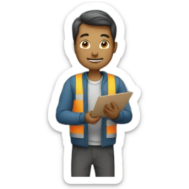 a man counting stock in a warehouse sticker