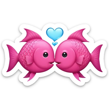 Create an emoji of two cute fish (Pisces symbol) making love. sticker