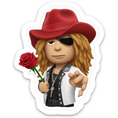 Axl Rose with a rose realistic sticker