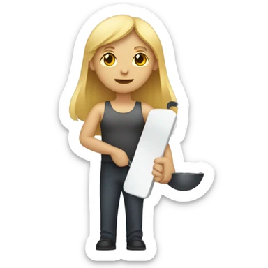 gender neutral person holding weighing scales in each hand sticker