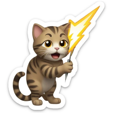 cat wielding lightning sticker