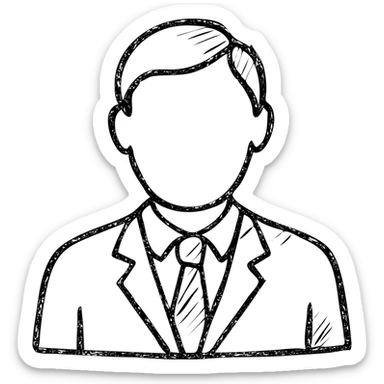 business man icon, sketchy look, hand drawn outlined sticker
