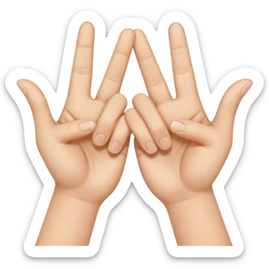 Two hands interlocking peace signs. Like two of these emojis ✌️ only horizontal. And they are locking with each other  sticker