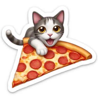 Cat flying on pizza sticker