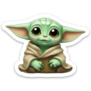 Baby yoda and cow emoji sticker