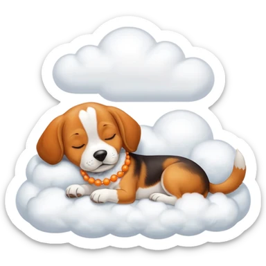 Beagle dog with Orange necklace sleeping in cloud sticker