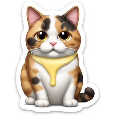 Realistic Fat calico cat with sundae sticker