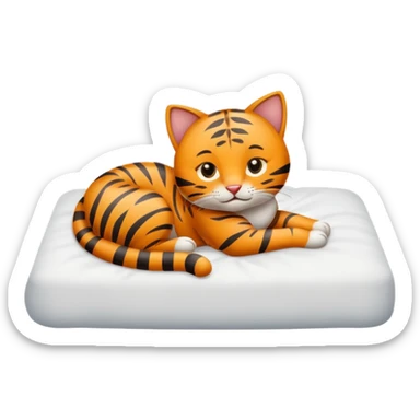 Petit chat sympa couché sur le lit sticker