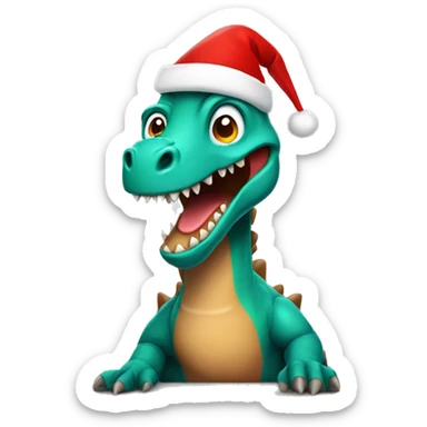 Dinosaur with Christmas hat  sticker