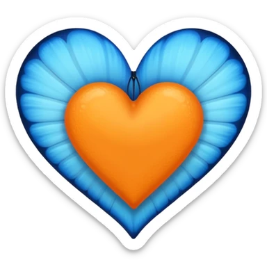orange heart emoji surrounded by blue butterfly emojis sticker