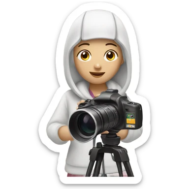 asian girl with video camera sticker