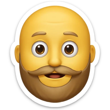 A yellow smiley emoji with a beard on top of his head sticker