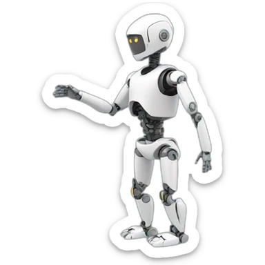 robot stretch left hand, full body,lateral view sticker