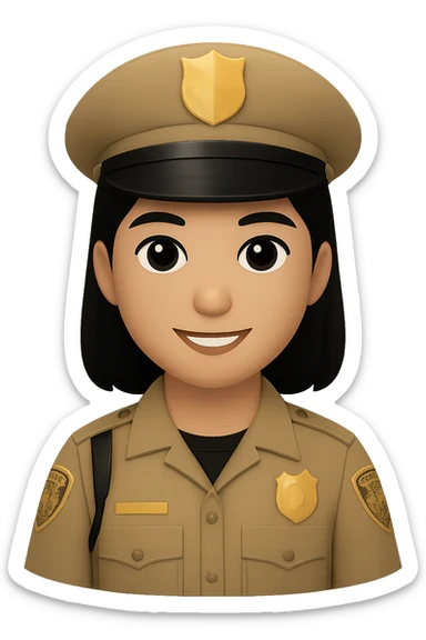 Change the hair to black and make the uniform only khaki, keep the style consistent with the original images. sticker