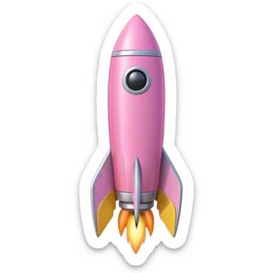 A single rocket, colored in pastel pink and yellow, glossy and smooth, cartoonish, vibrant colors, high detail, simple and cute design, isolated on white background, centered composition

 sticker