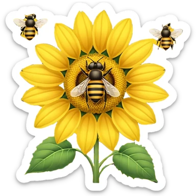  girasol y una aveja sticker