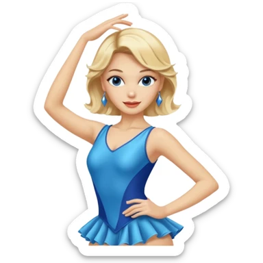 blue jazz style dance costume on blonde sticker