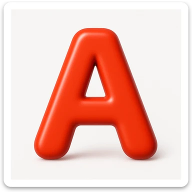 A 3D emoji in iOS emoji aesthetic style of a capital letter “A”, bold and smooth design, bright red color, glossy surface, clean white background.
 sticker