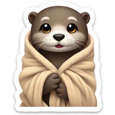 otter cozy in blanket sticker