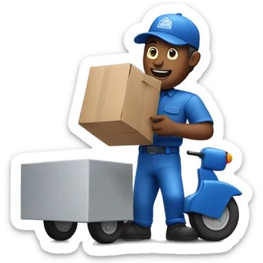 blue mail man delivering mail sticker