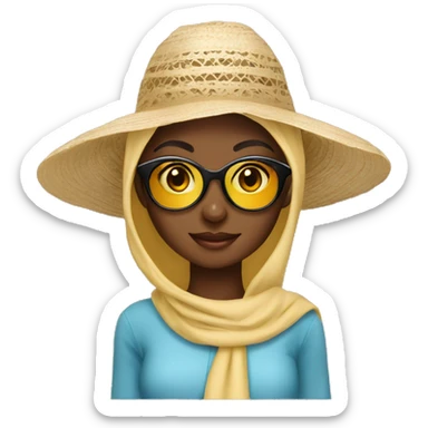 Pretty model Muslim Somali girl with sunglasses and sun hat sticker
