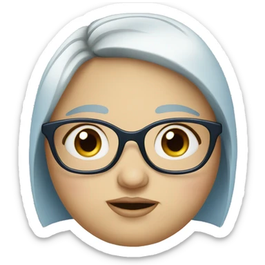 Overweight blue-eyed woman with glasses sticker