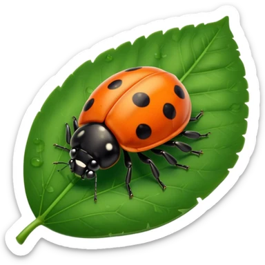  cute orange lady bug on leaf sticker