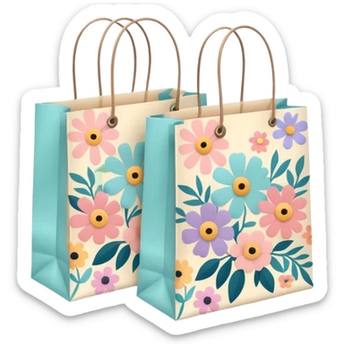 2 aesthetic shopping bag with pattern sticker