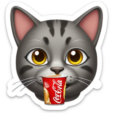 A cat drinking coca sticker