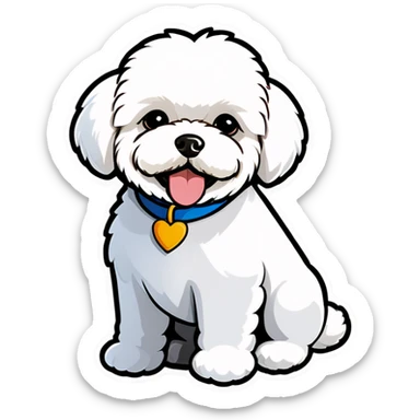 perro bichon maltés negro sticker